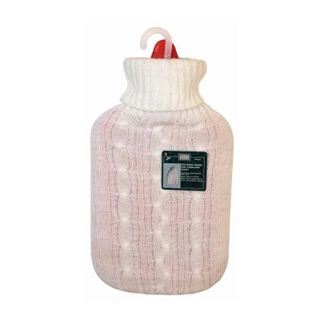 Ashley Housewares Hot Water Bottle with Aran Knit Cover 2L