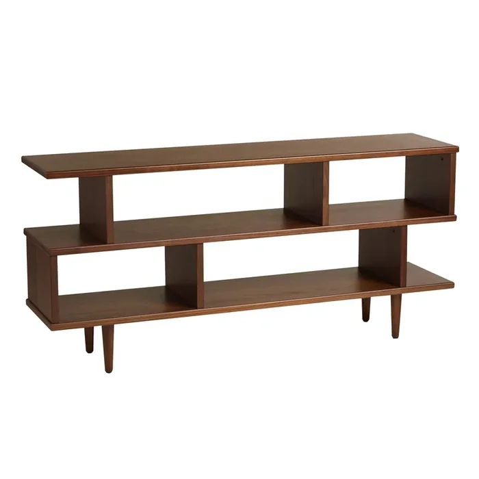Ashlyn Walnut Brown Wood Bookshelf