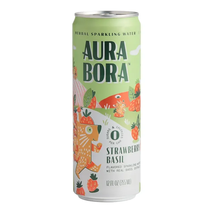 Aura Bora Strawberry Basil Herbal Sparkling Water