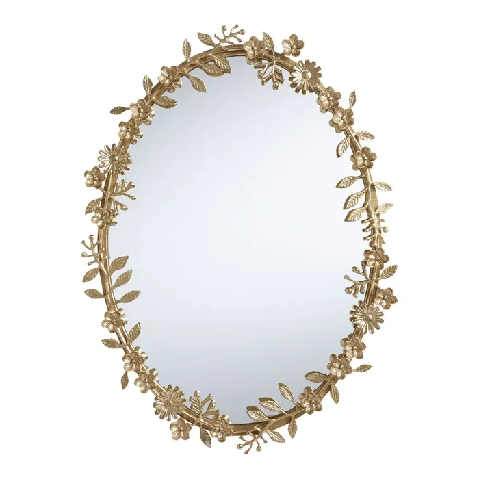 Aurora Oval Gold Floral Wall Mirror