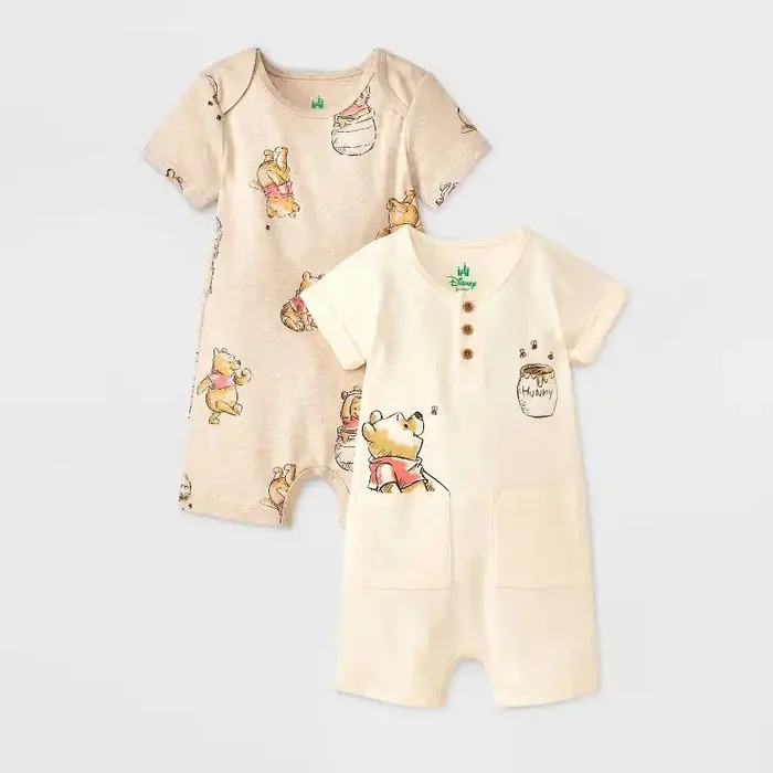 Baby 2pk Disney Winnie The Pooh Rompers – Light Yellow/Tan Newborn