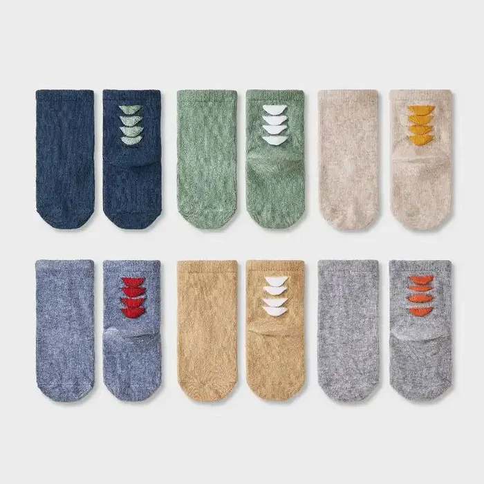 Baby 6pk ‘Dino‘ Crew Socks – Cat & Jack™ 12-24M Knit, Flat Seams