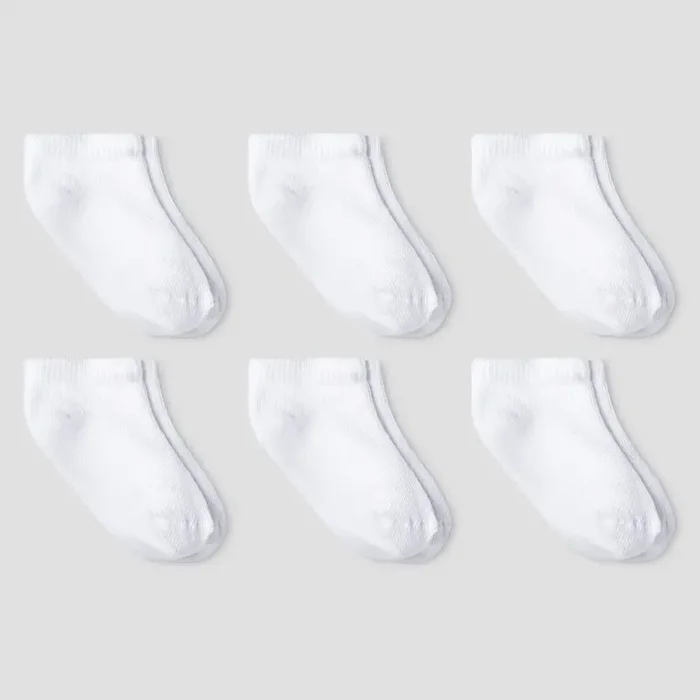 Baby 6pk Low Cut Socks – Cat & Jack™ White 12-24M Knit, Tumble Dry