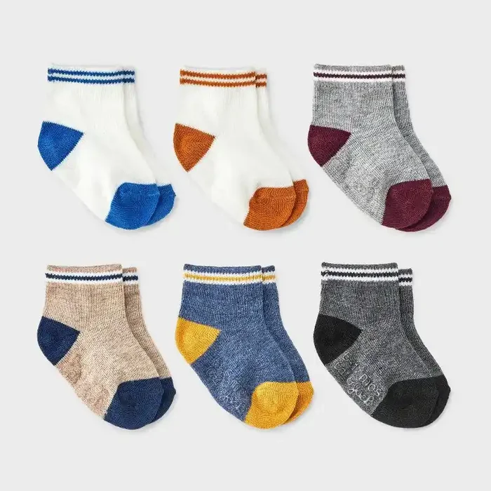 Baby Boys‘ 6pk Colorblock Ankle Socks – Cat & Jack™ 6-12M