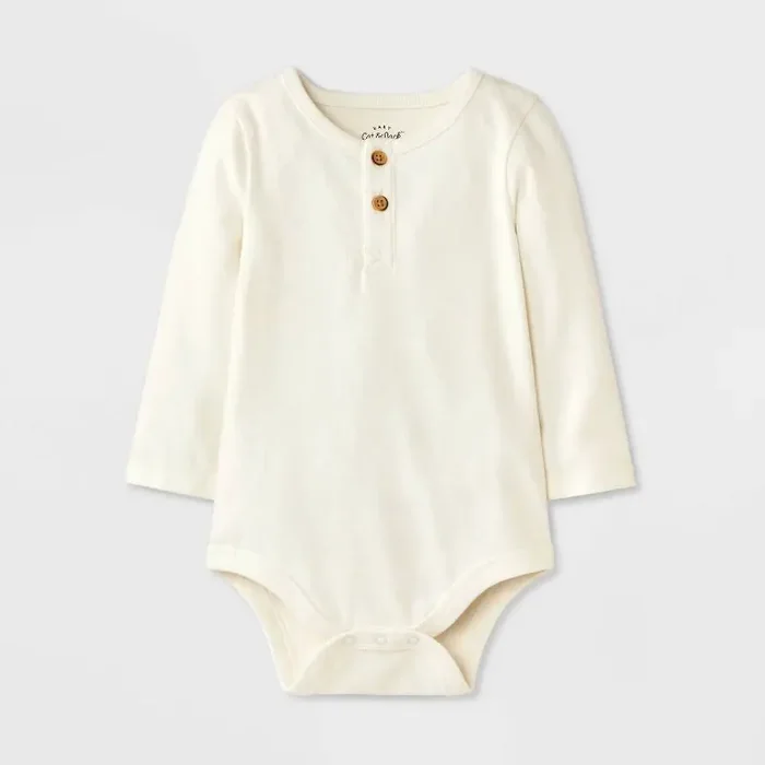 Baby Boys‘ Henley Bodysuit – Cat & Jack™ Cream 12M