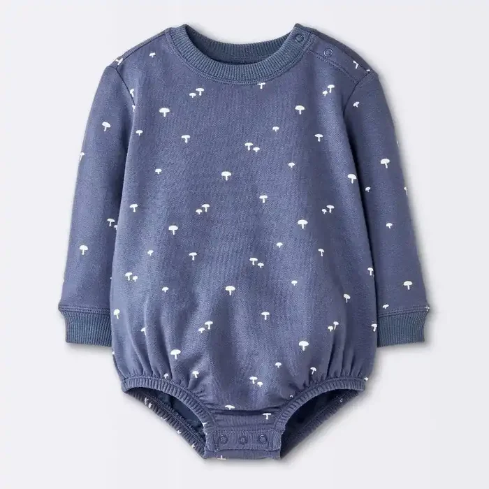 Baby Boys‘ Mushroom Sweatshirt Romper – Cloud Island™ Navy Blue 12M