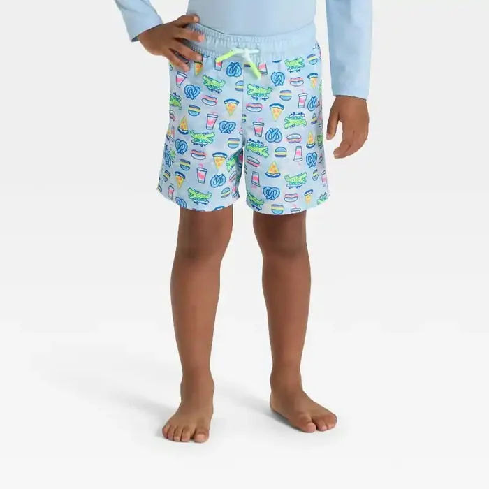 Baby Boys‘ Snack Time Swim Shorts – Cat & Jack™ Light Blue 12M