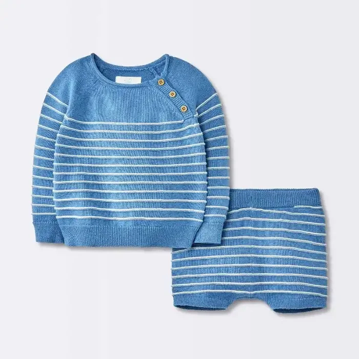 Baby Boys‘ Striped Sweater Set – Cloud Island™ Blue 3-6M