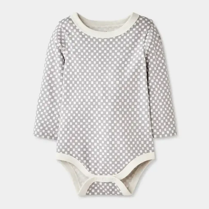 Baby Checkered Long Sleeve Bodysuit – Cat & Jack™ Gray 0-3M