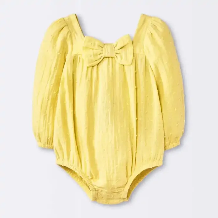 Baby Girls‘ Bow Romper – Cloud Island™ Yellow Newborn