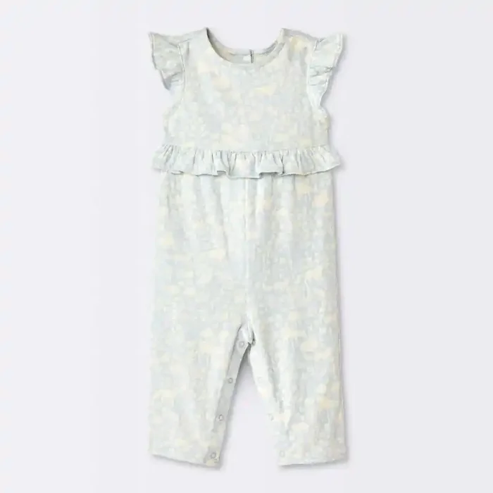 Baby Girls‘ Long Leg Floral Romper – Cloud Island™ Blue 3-6M