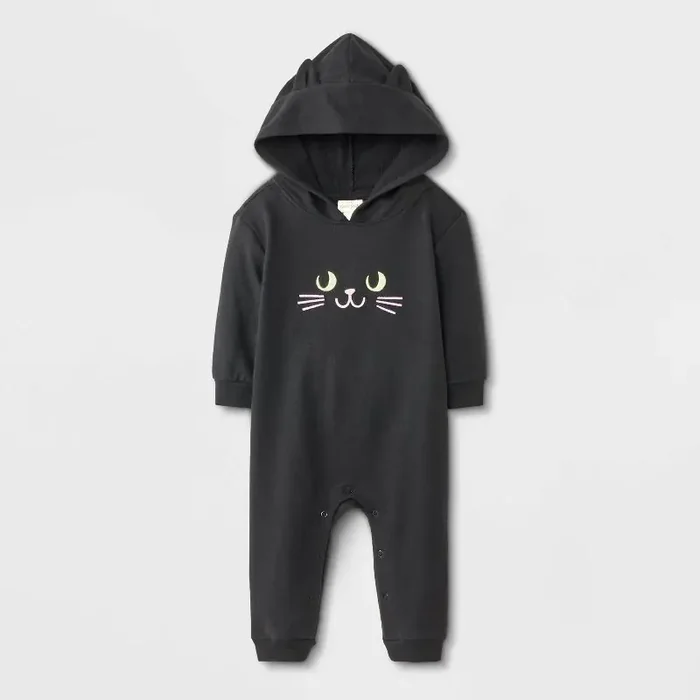 Baby Halloween Cat Hooded Romper – Cat & Jack™ Black 0-3M