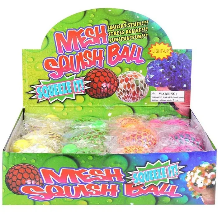Ball Squeeze with Mesh Glitter And Light – Case of 12