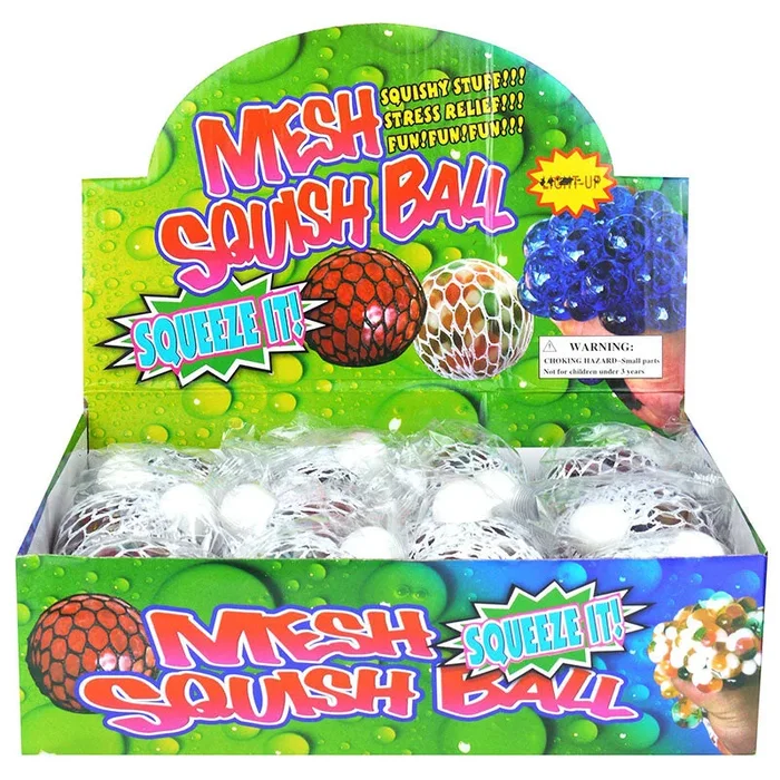 Ball Squeeze with Multicolour Marble Beads – Case of 12