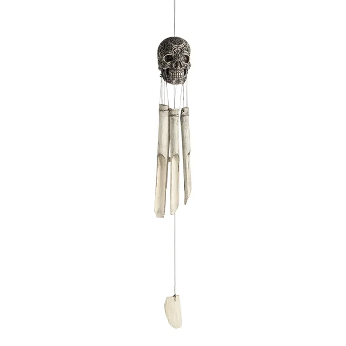 Bamboo and Resin Carved Skull Wind Chime
