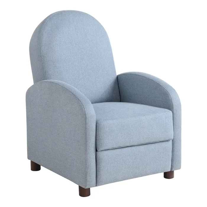 Bannister Linen Upholstered Curved Arm Push Back Recliner