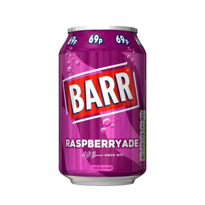 Barr Raspberryade Cans 330ml PMP 69p – Case of 24