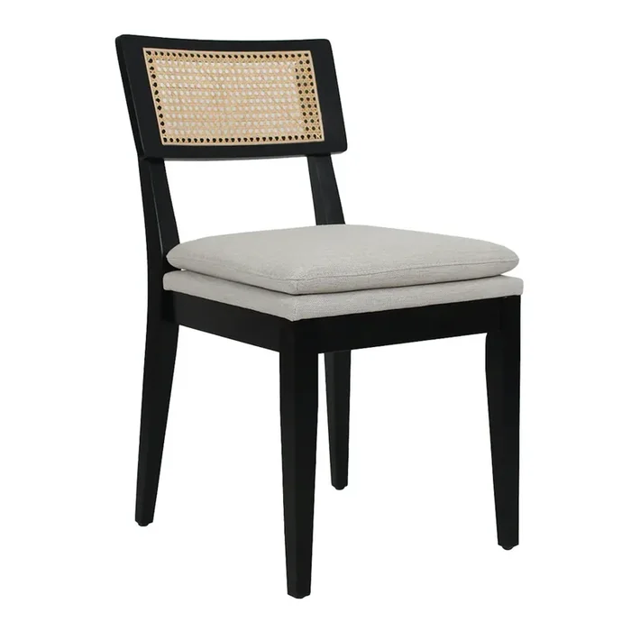 Bayo Wood and Cane Upholstered Dining Chair 2 Piece Set