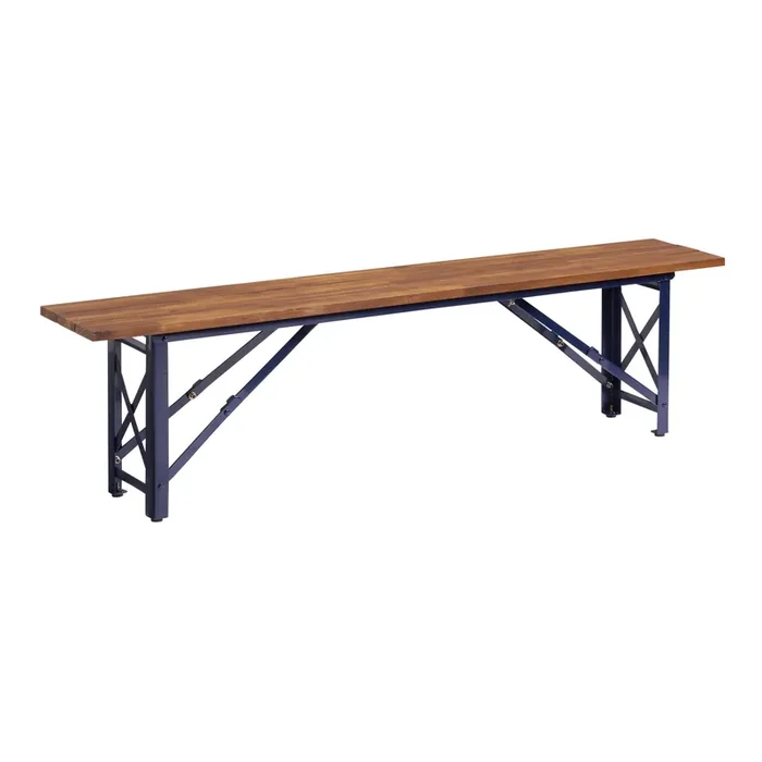 Beer Garden Wood and Metal Folding Outdoor Dining Bench