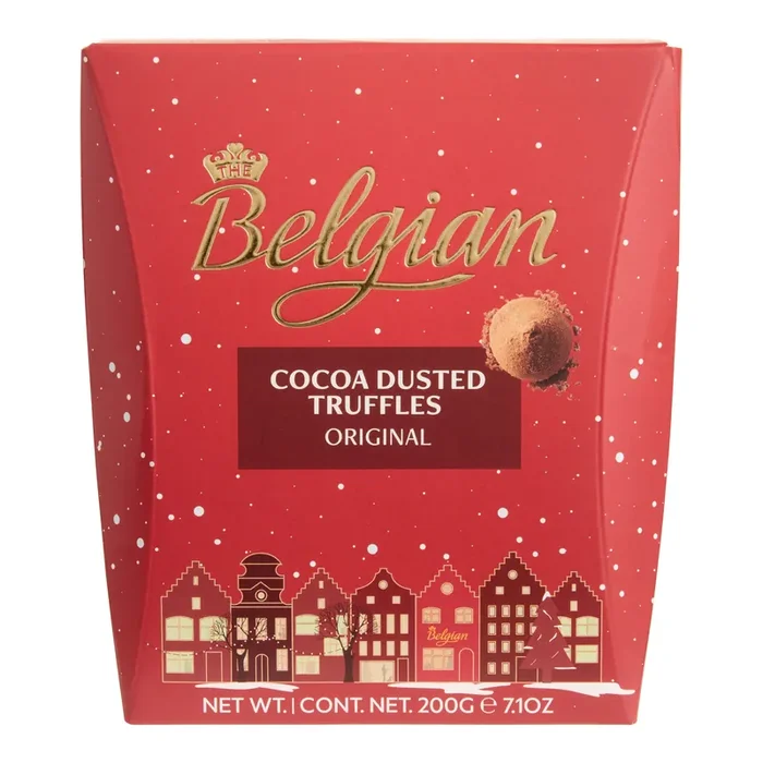 Belgian Holiday Cocoa Dusted Chocolate Truffles Box 14 Piece