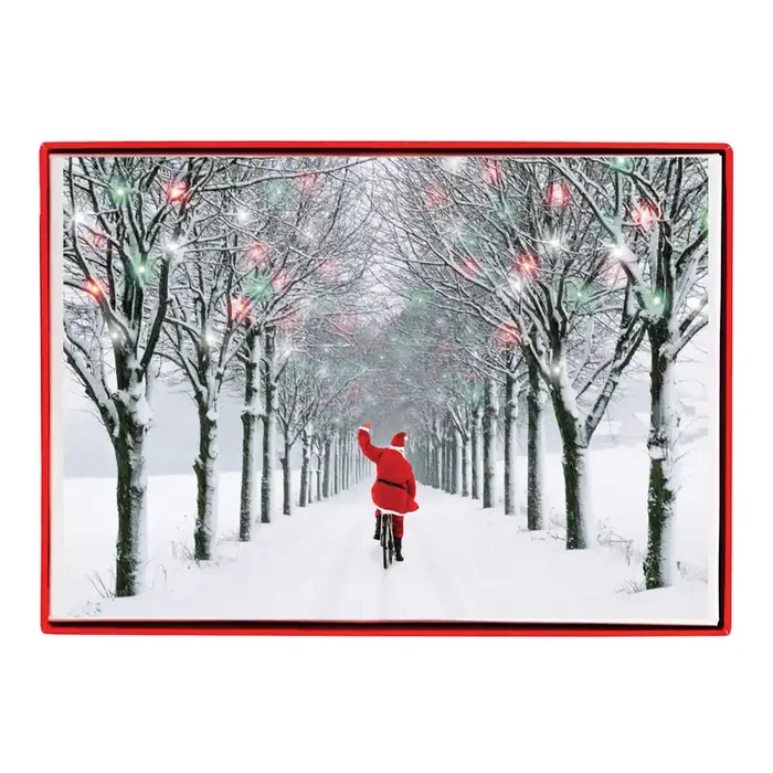 Biking Santa Boxed Holiday Cards 15 Count