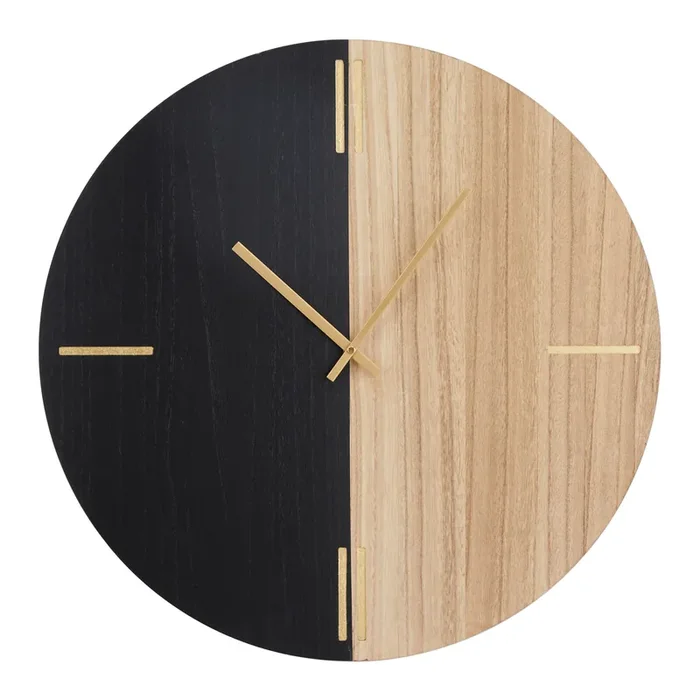 Black and Brown Wood Contemporary Wall Clock