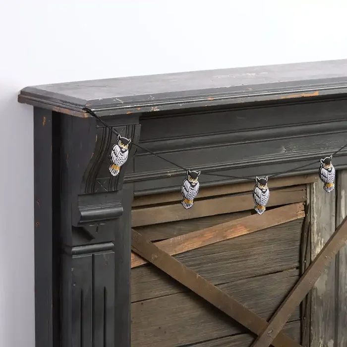 Black and Orange Embroidered Owl Garland