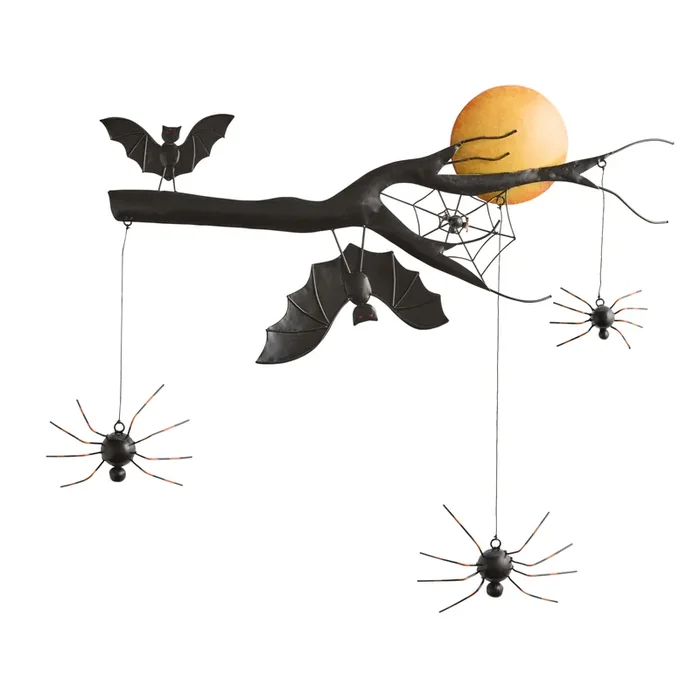 Black and Orange Iron Branch Spooky Scene Wall Decor