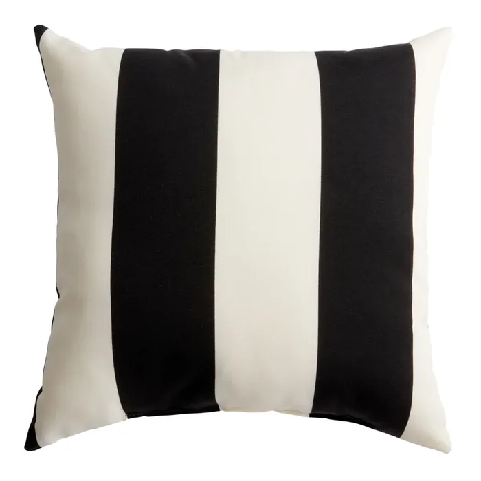Black and White Awning Stripe Outdoor Throw Pillow