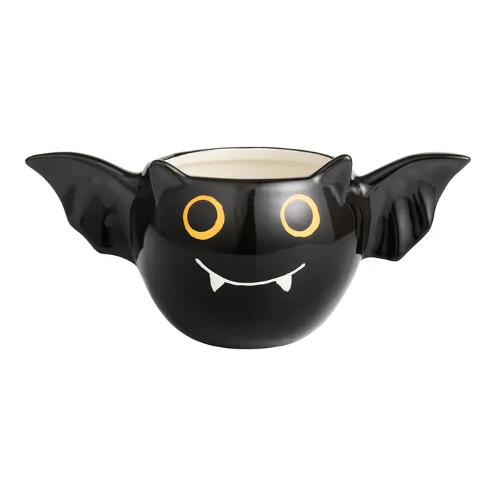 Black Ceramic Not So Scary Bat Treat Bowl
