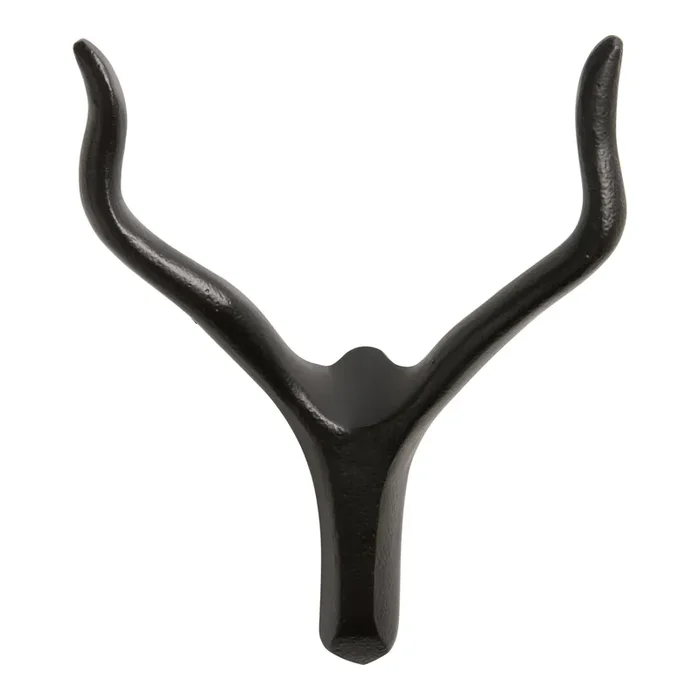 Black Metal Bull Horns Double Wall Hook