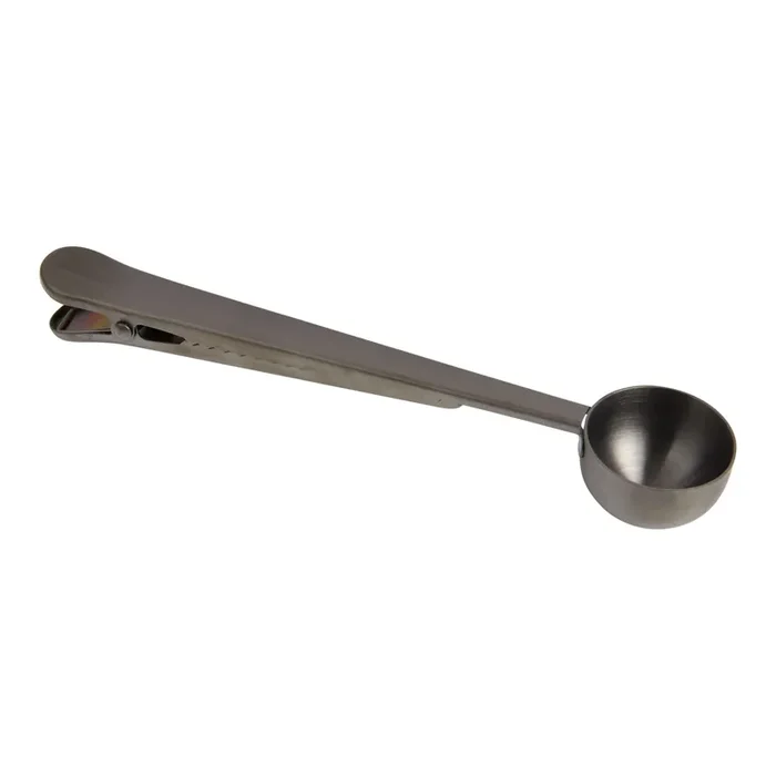 Black Stainless Steel Coffee Scoop with Clip Handle