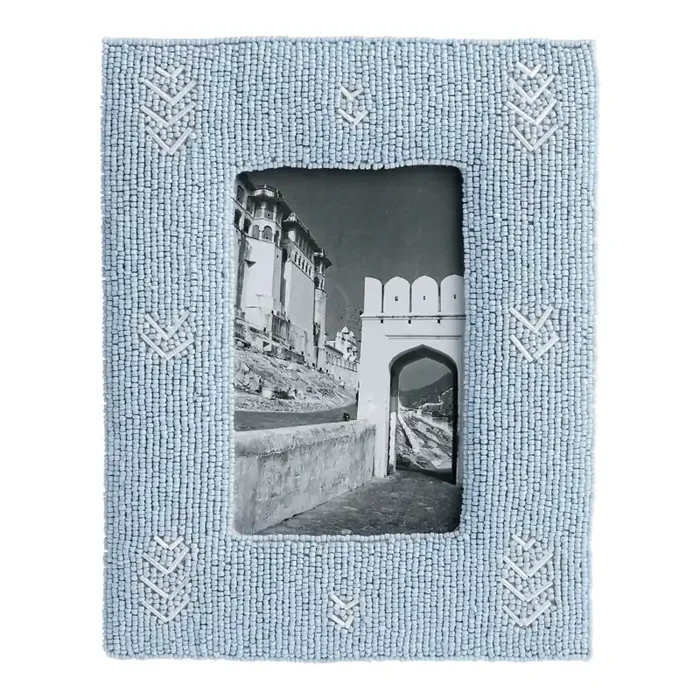 Blue and White Arrow Handmade Beaded Frame