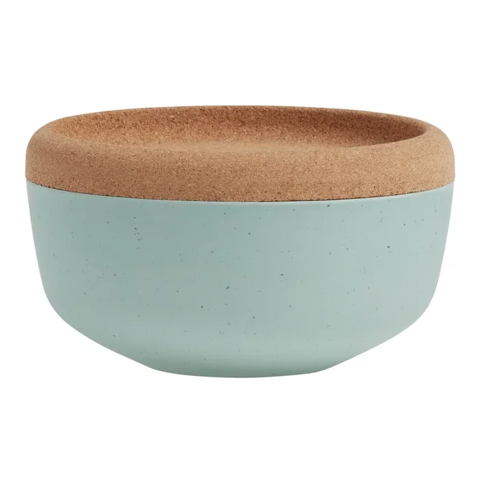 Blue Bamboo Fiber and Coffee Grounds Bowl with Cork Lid