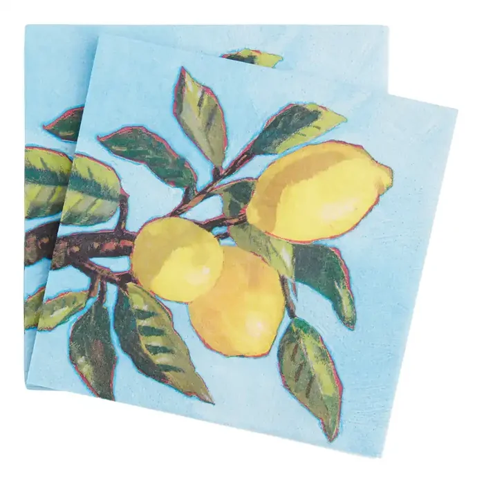 Blue Lemon Tree Beverage Napkins 20 Count