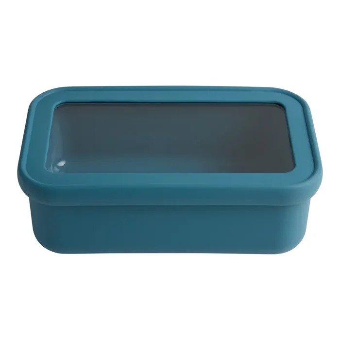 Blue Silicone and Glass Bakeware Storage Container