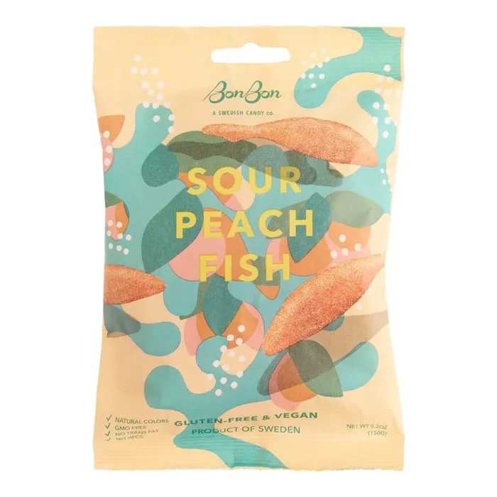 BonBon Sour Peach Fish Swedish Gummy Candy