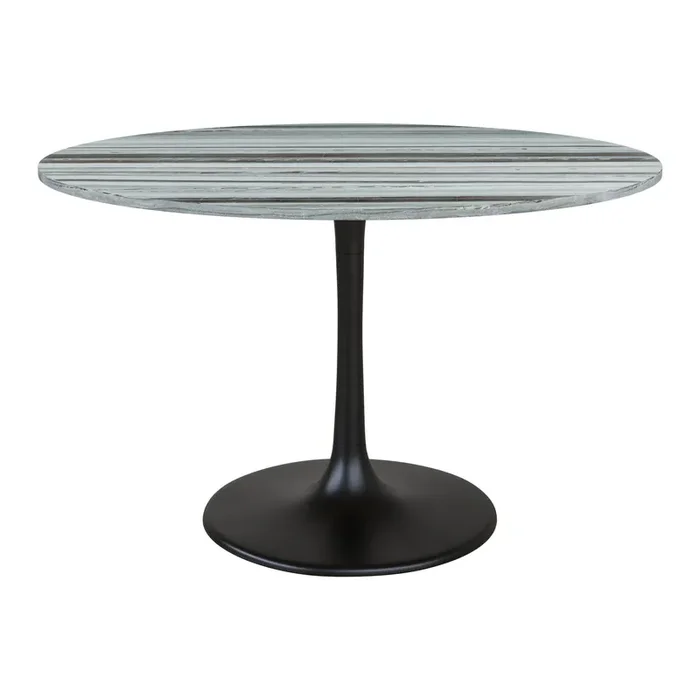 Bowman Gray Marble Top and Black Tulip Dining Table