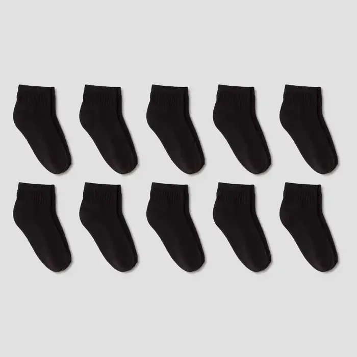 Boys‘ 10pk Athletic Ankle Socks – Cat & Jack™ Black M