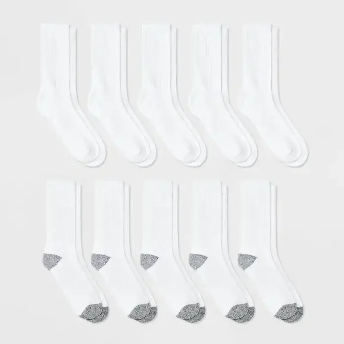 Boys‘ 10pk Crew Athletic Socks – Cat & Jack™ White L