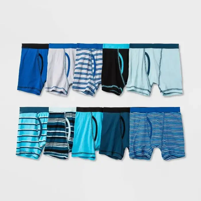 Boys‘ 10pk Striped Boxer Briefs – Cat & Jack™ XS