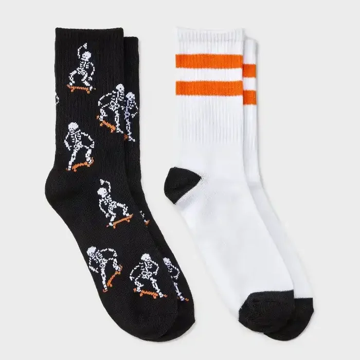 Boys‘ 2pk Skeleton Halloween Crew Socks – Cat & Jack™ L