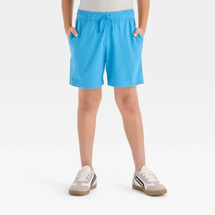 Boys‘ Above the Knee Pull-On Shorts – Cat & Jack™ Blue XL Midweight Jersey, Flexible Drawstring,