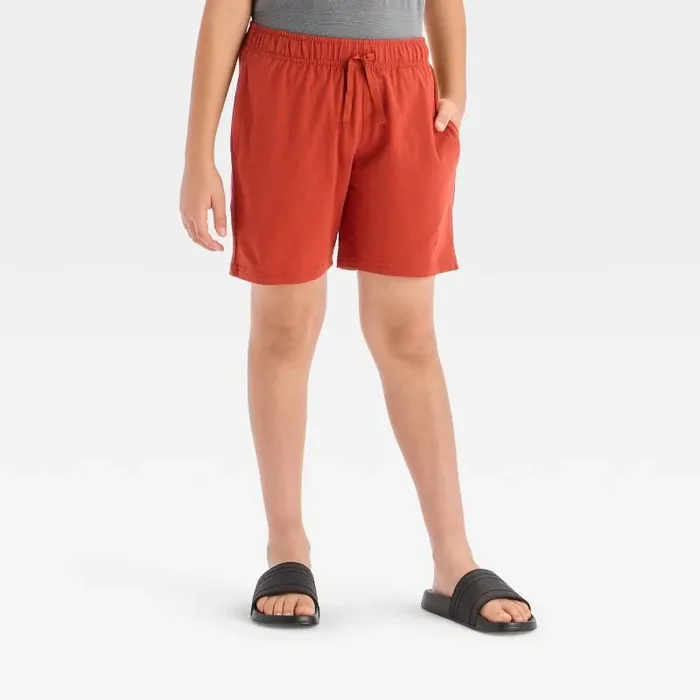 Boys‘ Above the Knee Pull-On Shorts – Cat & Jack™ Red/Orange XL Midweight Jersey, Flexible Drawstring
