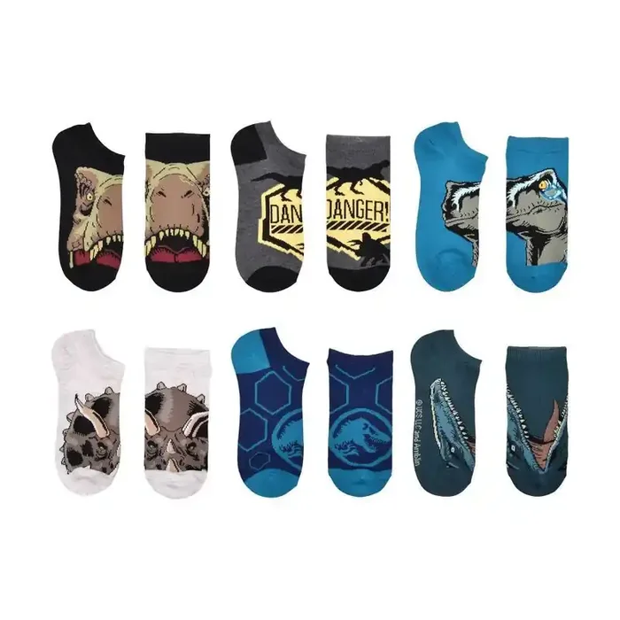 Boys‘ Disney Jurassic No Show Socks – Black S/M