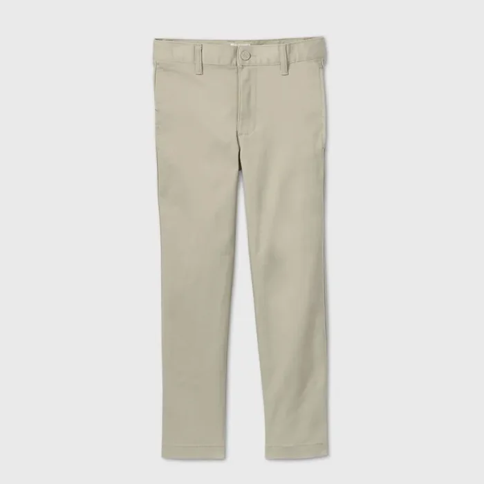 Boys‘ Flat Front Stretch Uniform Straight Fit Pants – Cat & Jack Light Khaki 8