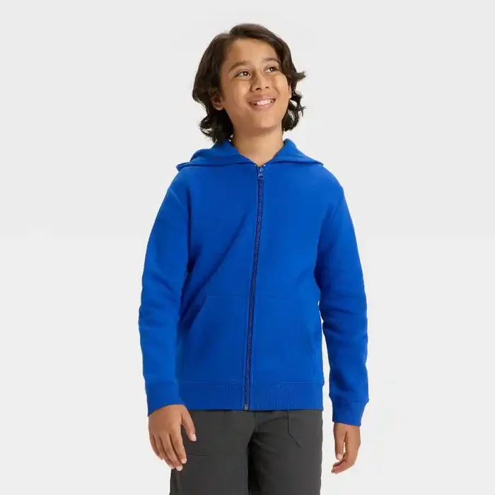 Boys‘ Fleece Zip-Up Hooded Sweatshirt – Cat & Jack™ Indigo XS