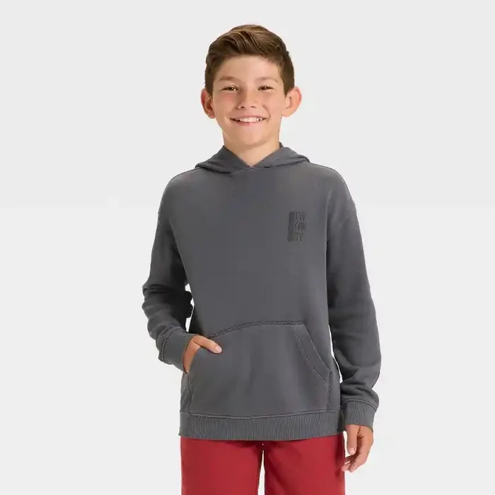 Boys‘ Hooded Fleece Sweatshirt – Cat & Jack™ Charcoal Gray XS