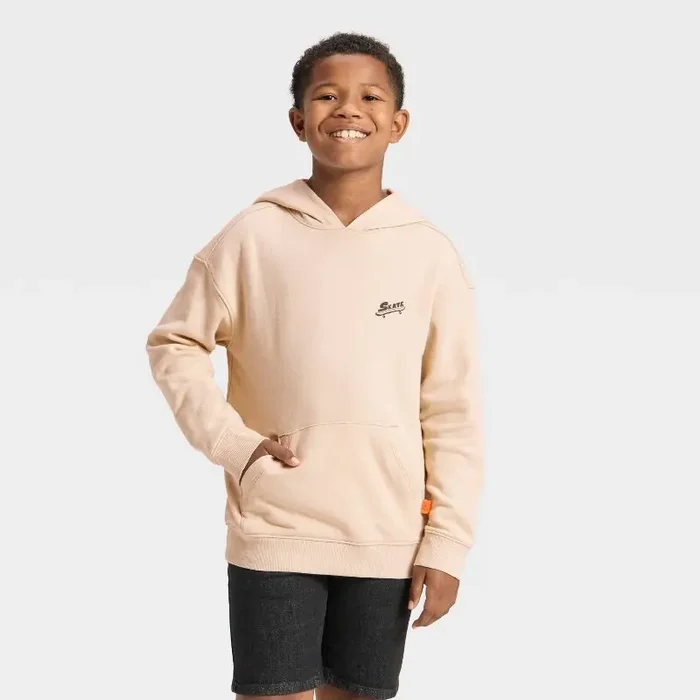 Boys‘ Hooded Fleece Sweatshirt – Cat & Jack™ Khaki L