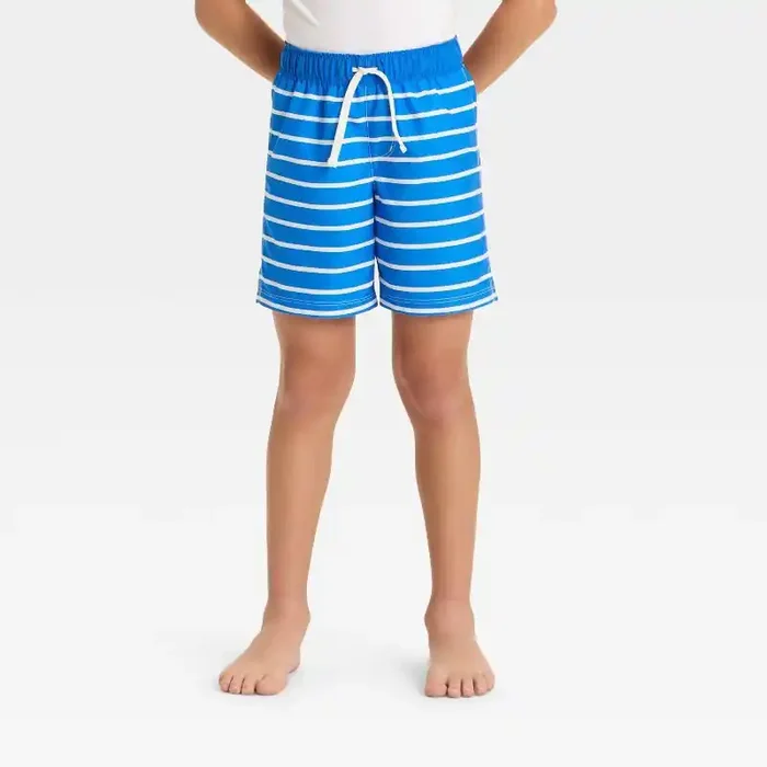 Boys‘ Striped Swim Trunks – Cat & Jack™ Blue L